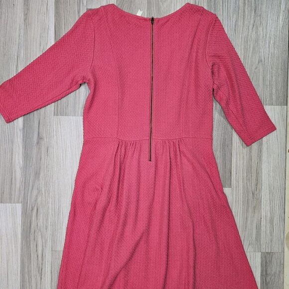 MATILDA JANE Womens Pink Textured 3/4 Sleeve Pocket Forever Virginia Dress Large - Picture 8 of 8
